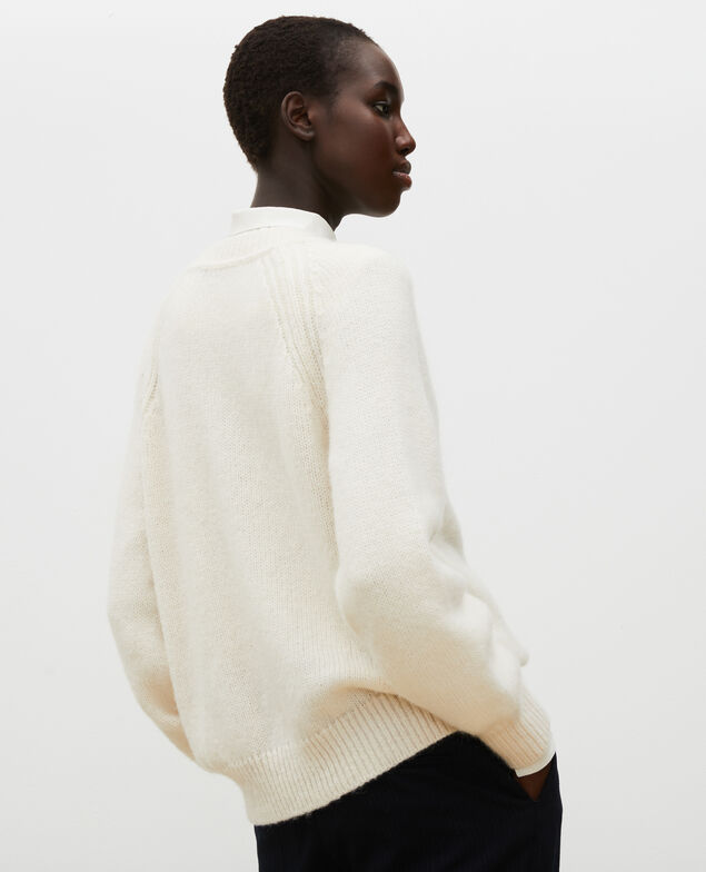 Oversize V-neck wool cardigan Jet stream