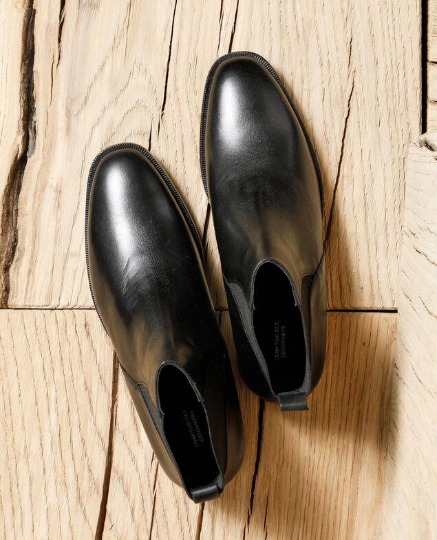Smooth leather ankle boots Black