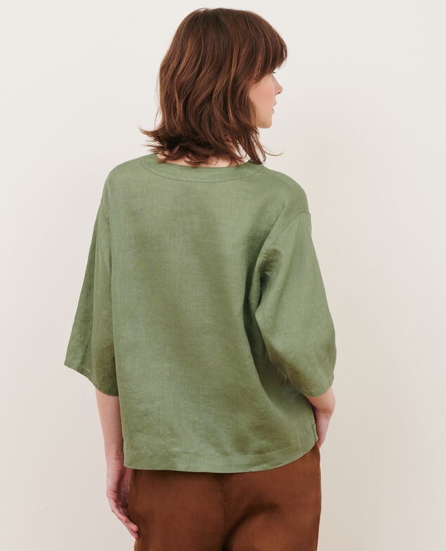 Linen tunic blouse 52 green