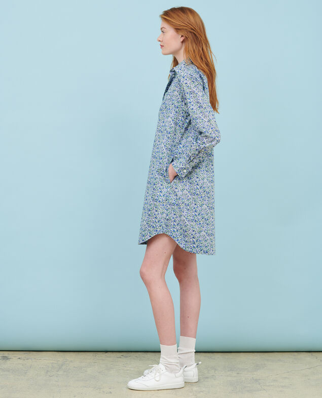 Cotton shirt dress 92 print blue