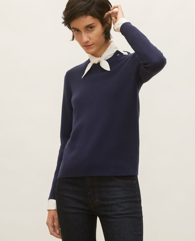 Striped wool jumper Maritime blue