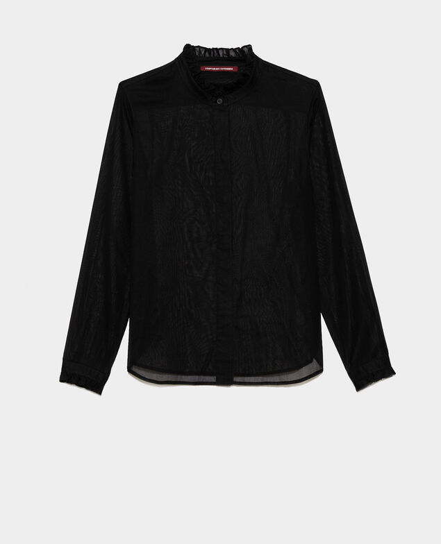 Ruffle neck shirt Black beauty