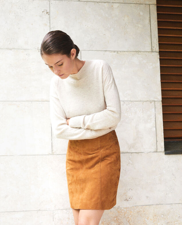 Suede pencil skirt Yellow