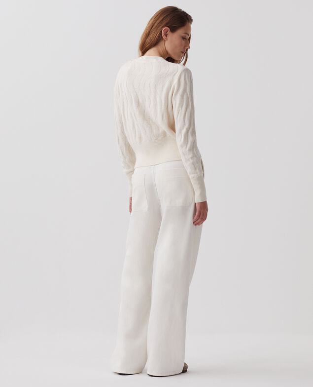 Round neck merino wool jumper I307 ecru
