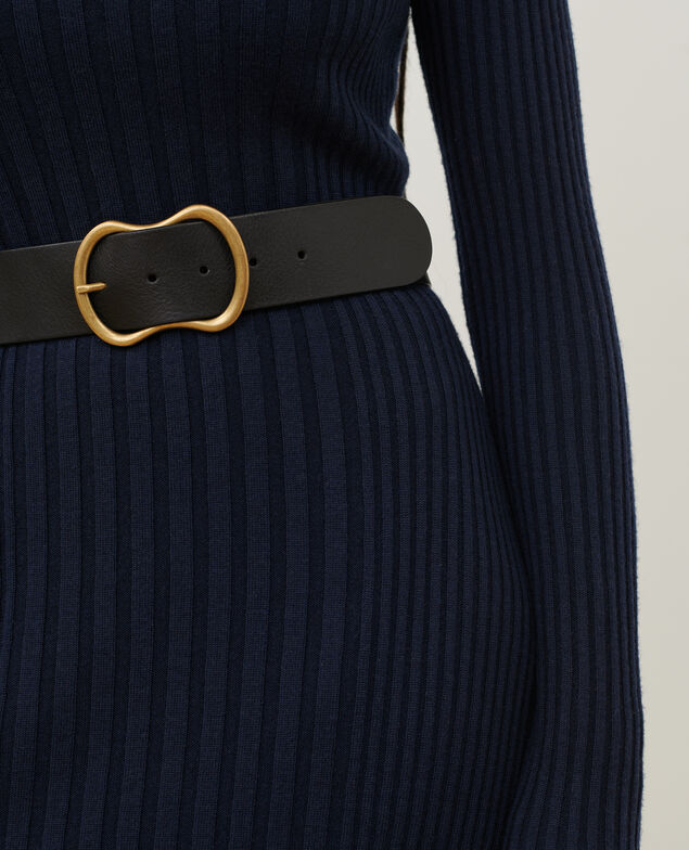Merino wool maxi dress A699 navy knit