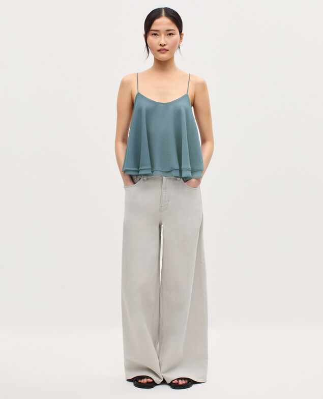 Muslin cross-back top K631 blue lake