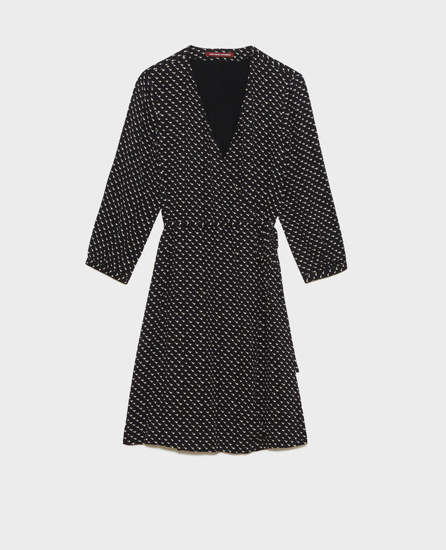 Printed wrap dress Birdy black