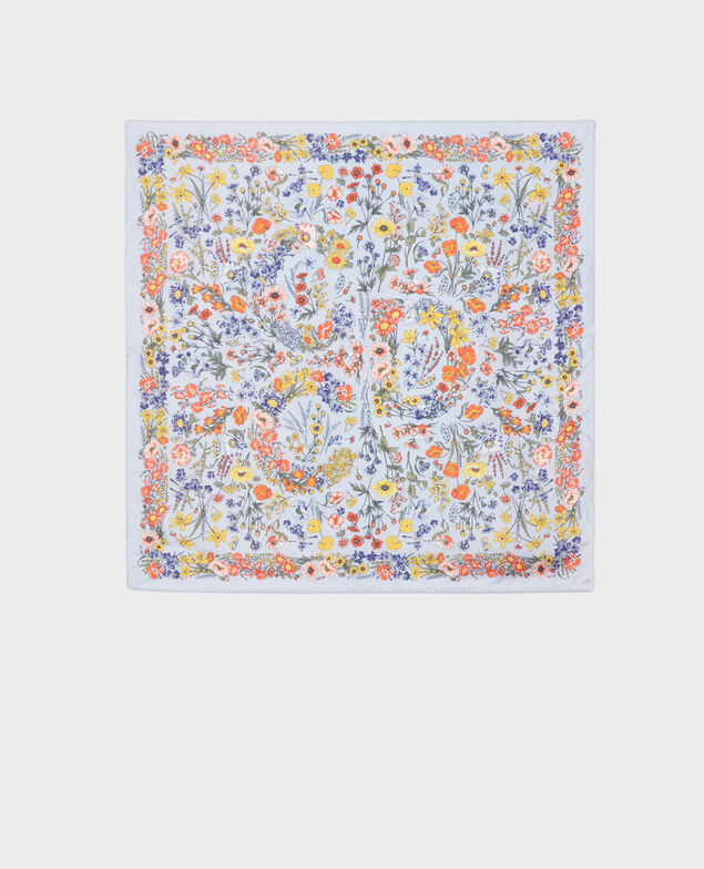 Square silk scarf Blue heron