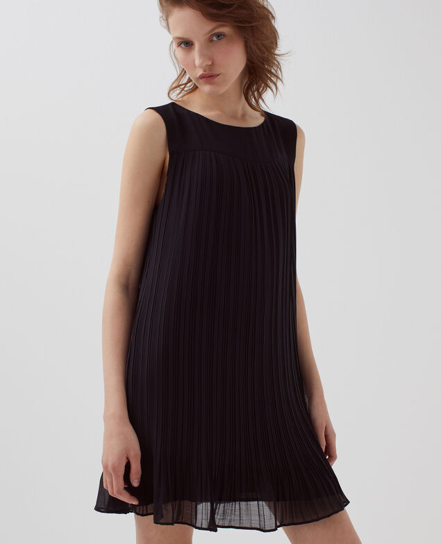 Pleated mini dress H091 black beauty