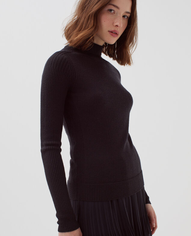 Slim fit merino wool jumper H091 black beauty
