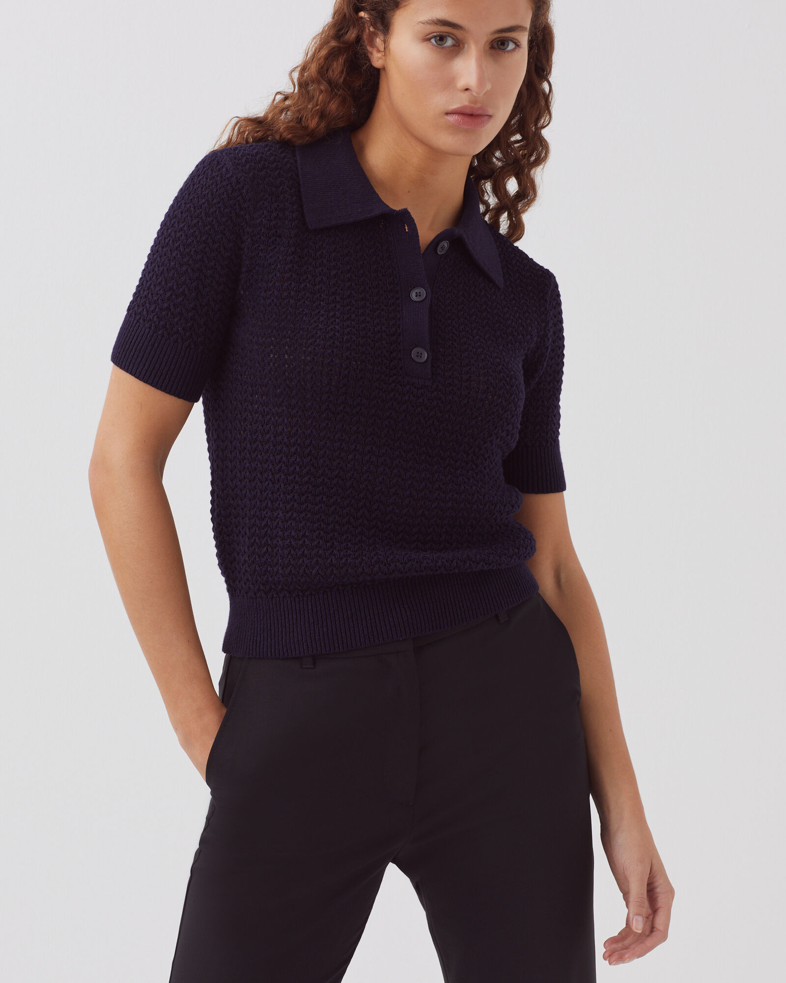 Short-sleeve polo jumper baritone blue - Comptoir des Cotonniers