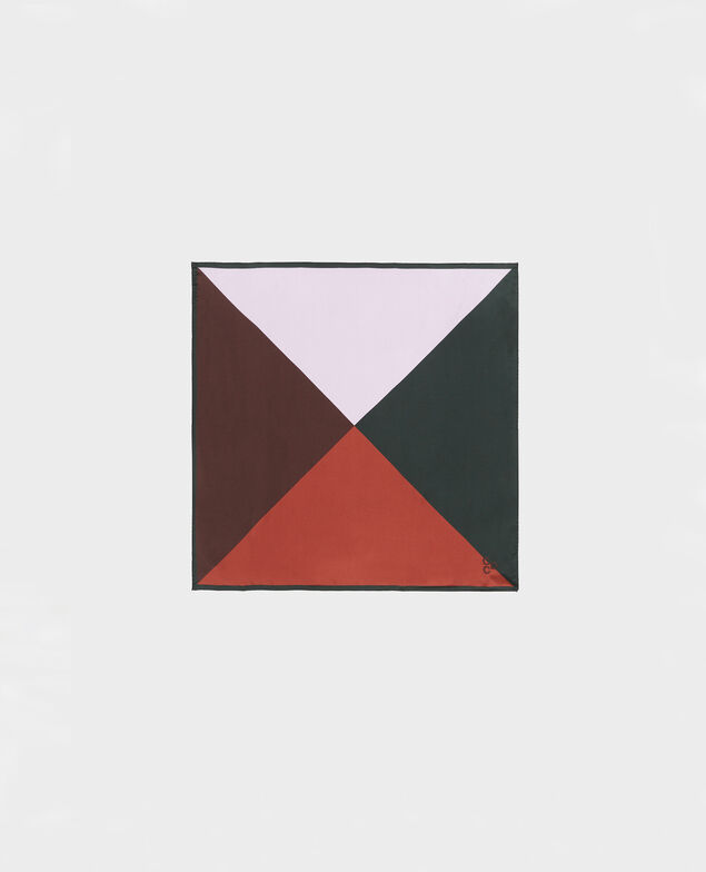 Square scarf in multi-coloured silk Pastel lilac