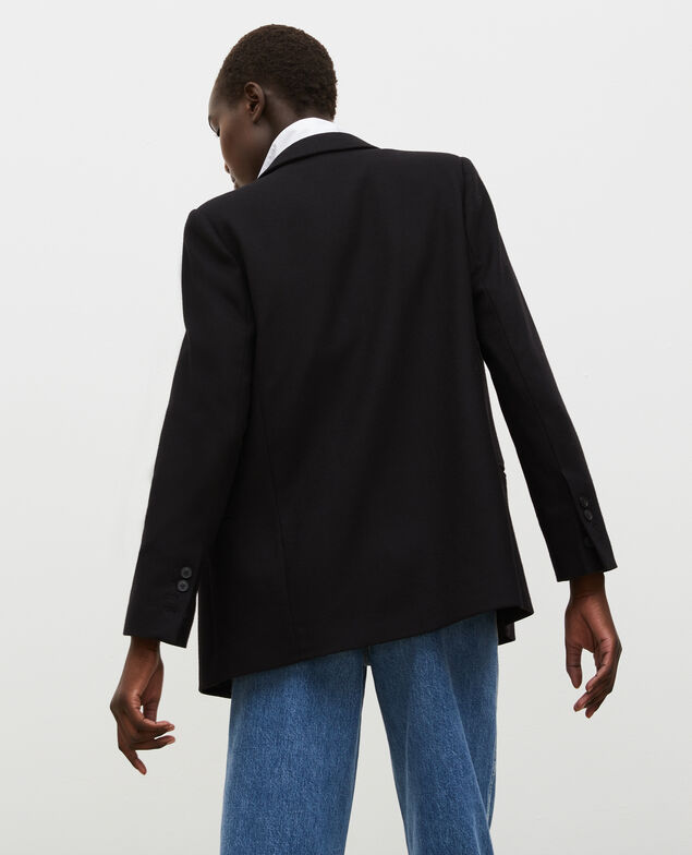 Double-breasted wool blazer Black beauty