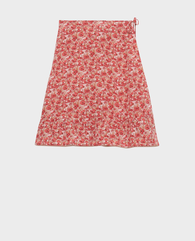Silk wrap mini skirt Art deco pink