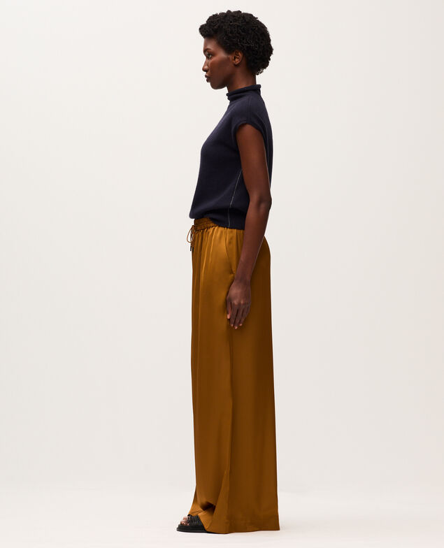 Wide silky trousers K340 bone brown