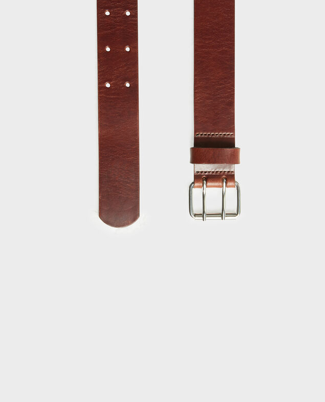  Leather belt with rectangular buckle Coffee bean