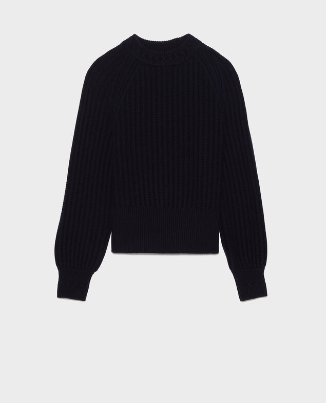 Rib knit new wool jumper Night sky
