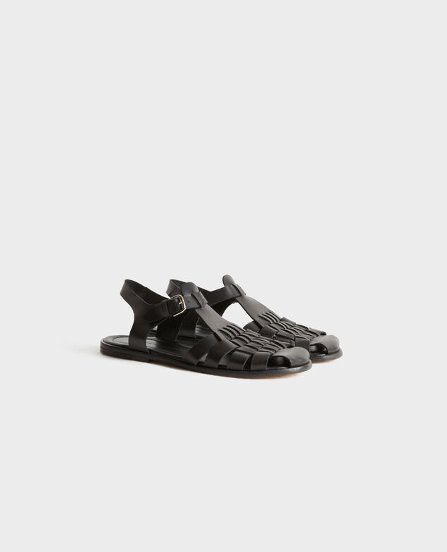 Braided leather sandals 8853 09 black