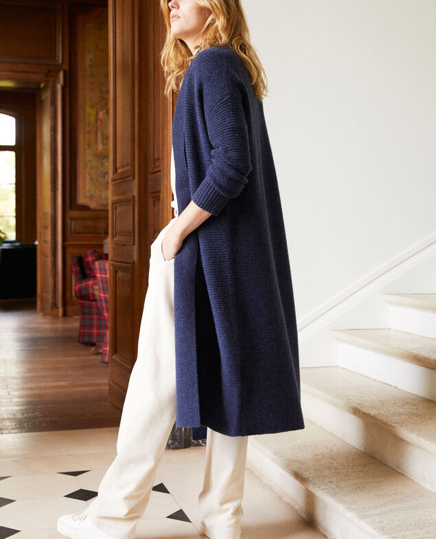 Rib knit long cardigan Odyssey gray