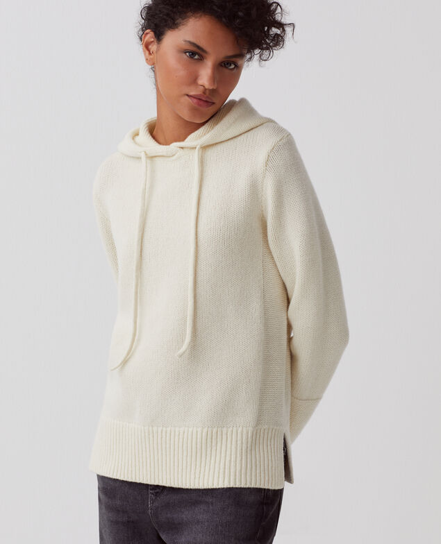 Wool hoodie I010 glass green beige