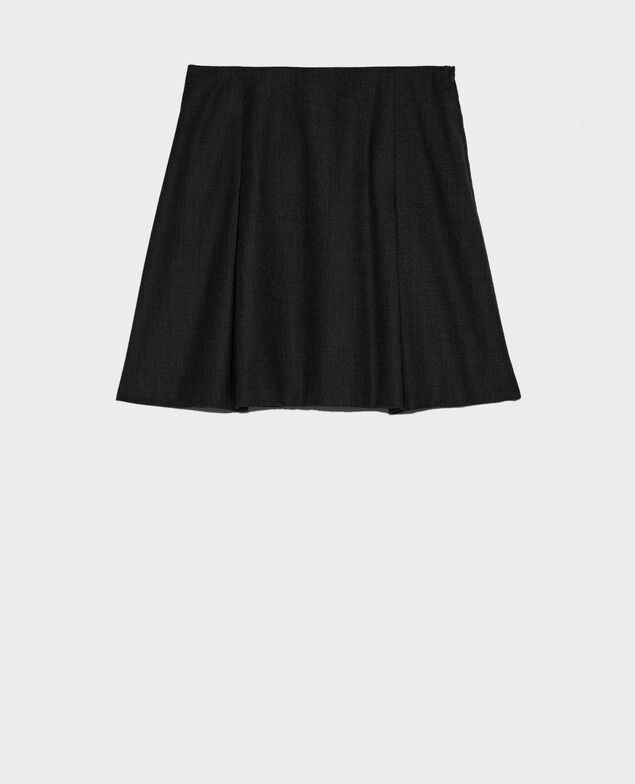 Wool flannel A-line mini skirt Black beauty