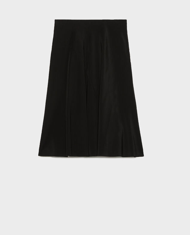 Flared silk bias-cut skirt Black beauty