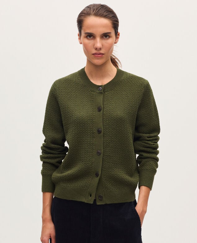 Round neck cardigan  U570 olive