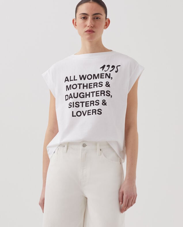 Boxy cotton t-shirt J001 white base words