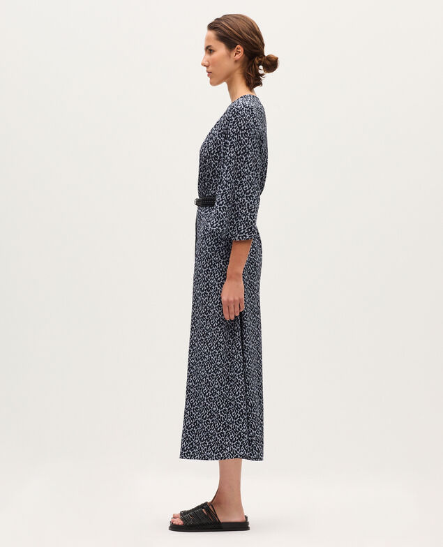 Silky midi dress K621 leo blue