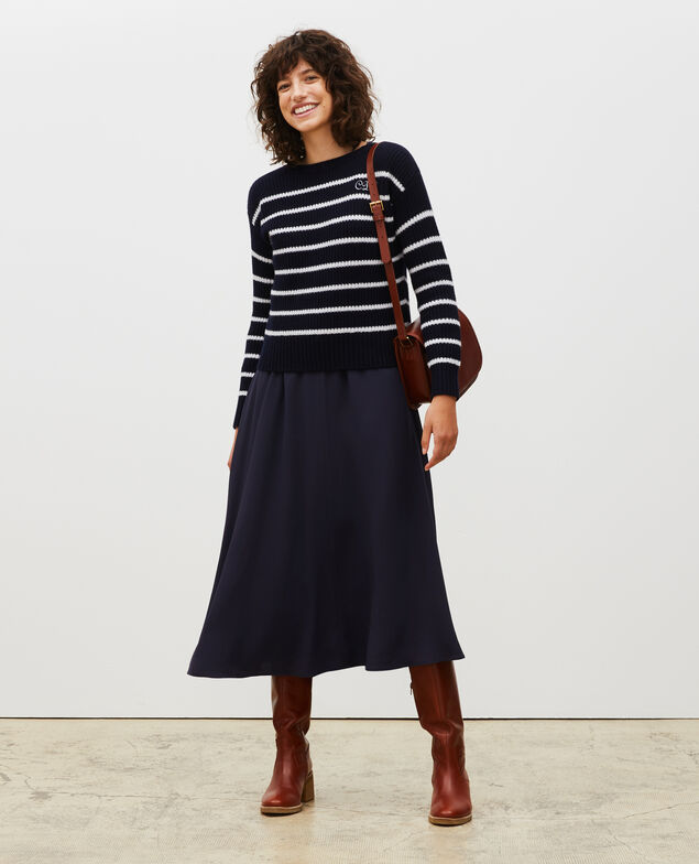 Boatneck striped wool jumper Str jetstream nt sky