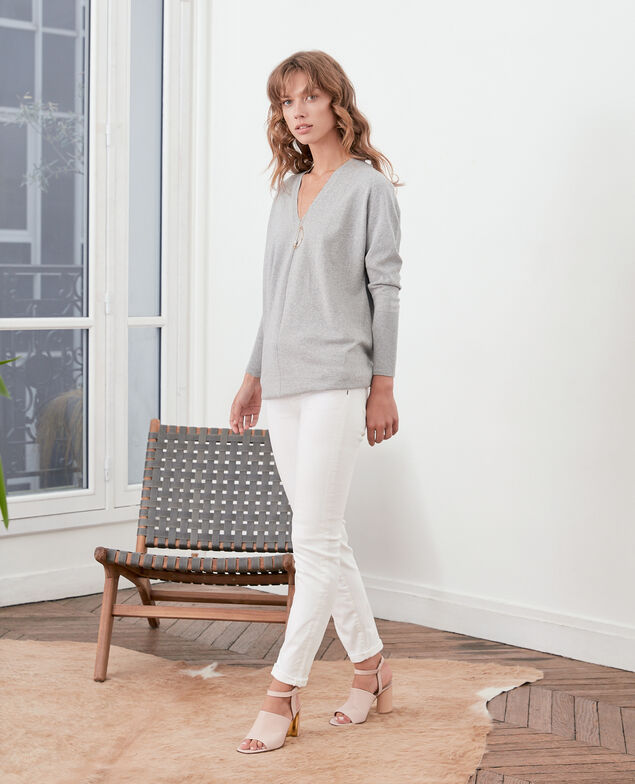 Oversize cotton and cashmere jumper Light grey