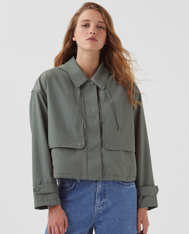 Waterproof hooded jacket J560 basil dark green