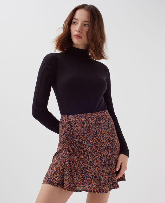 Fluid leopard print mini skirt I480 leo brown