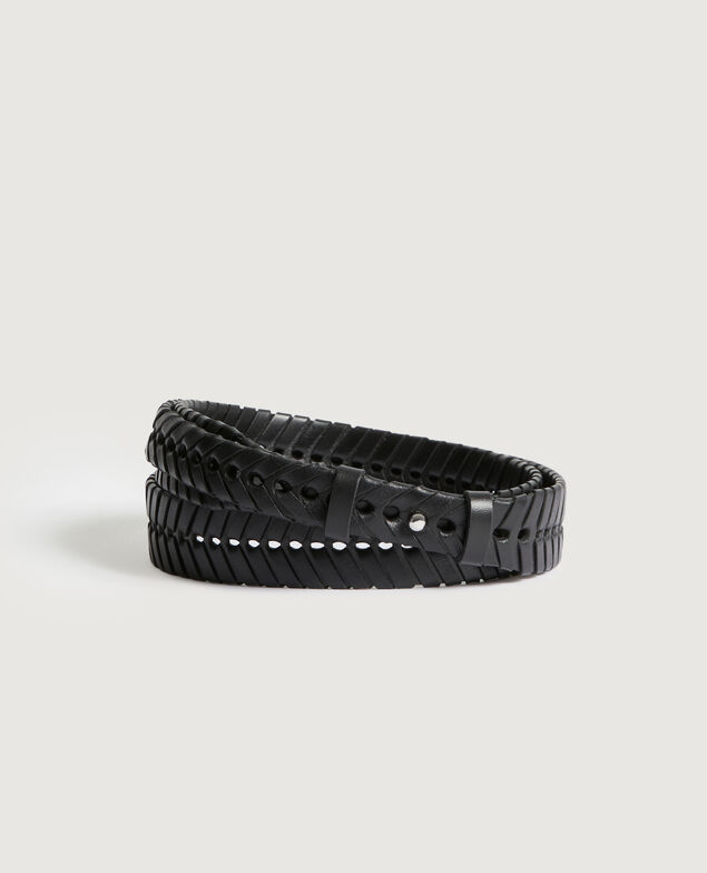 Leather belt H091 black beauty