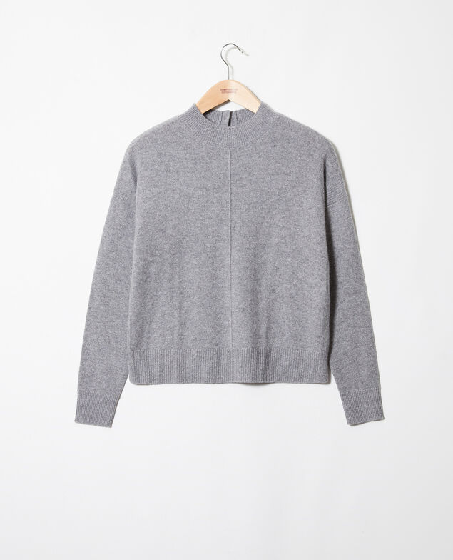 Jumper with buttons on the back 100% cashmere Light grey
