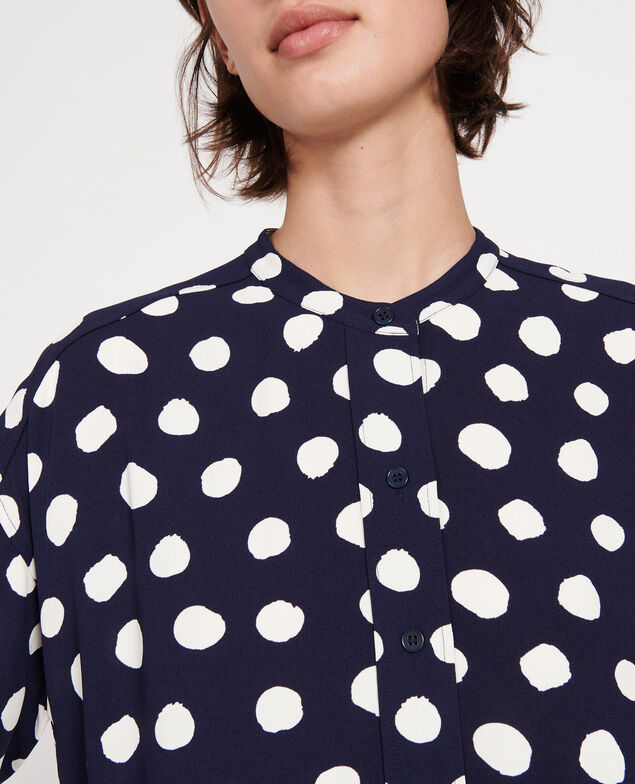 Straight-cut blouse Dots maritime blue