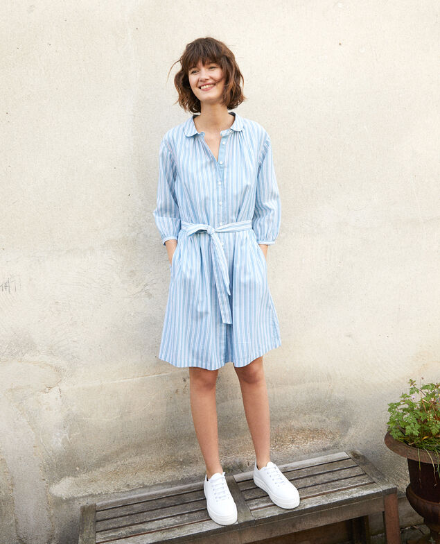 Shirt collar dress Blue