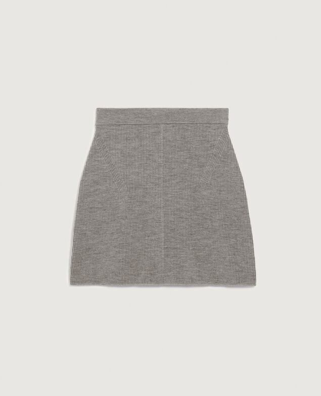 Merino wool mini skirt K030 mel light gray