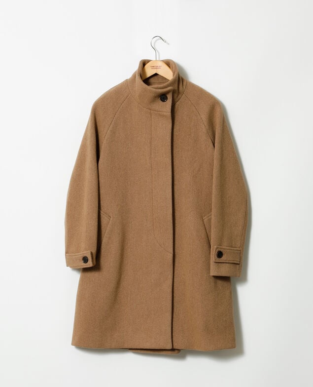 Coat with stand-up collar Beige