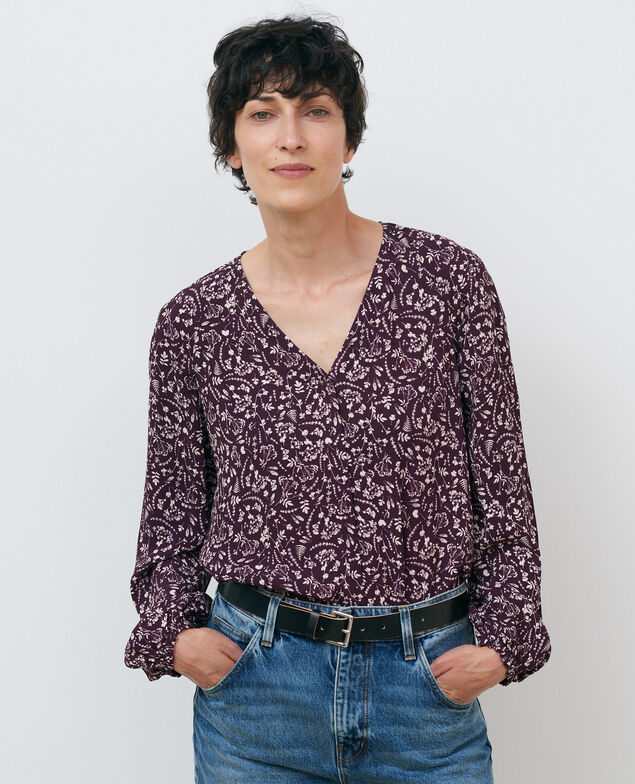 Printed blouse Cyanotype purple