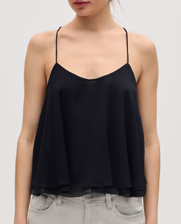 Muslin cross-back top K080 vulcan gray