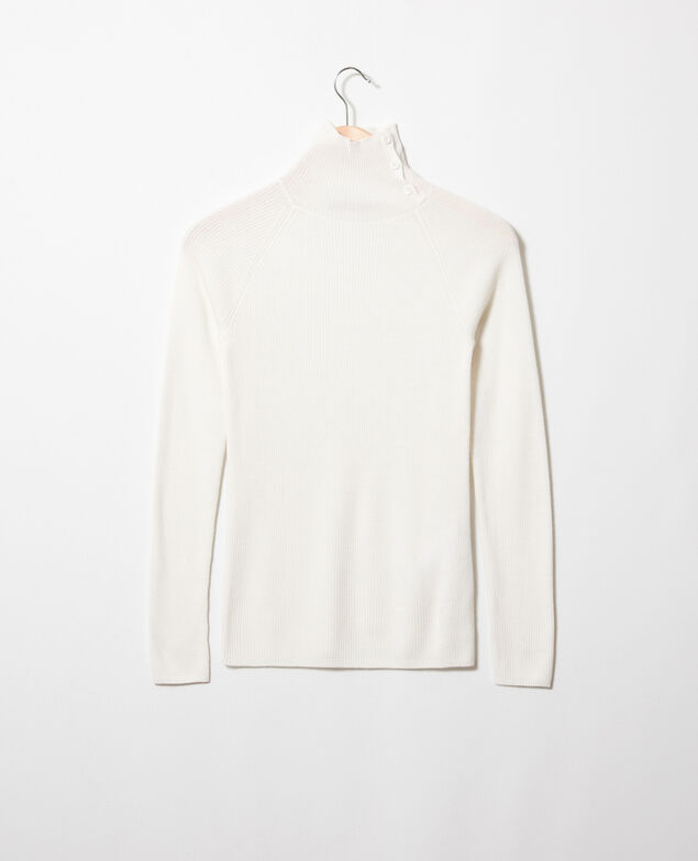 Jumper with buttons on the collar 100% Merino Wool Off white