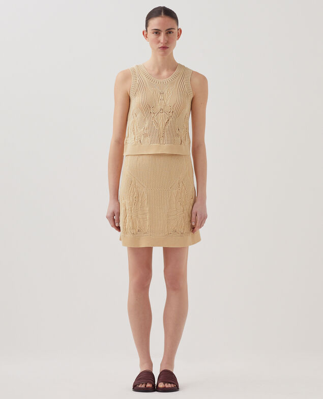 Floral crochet mini skirt J300 natural