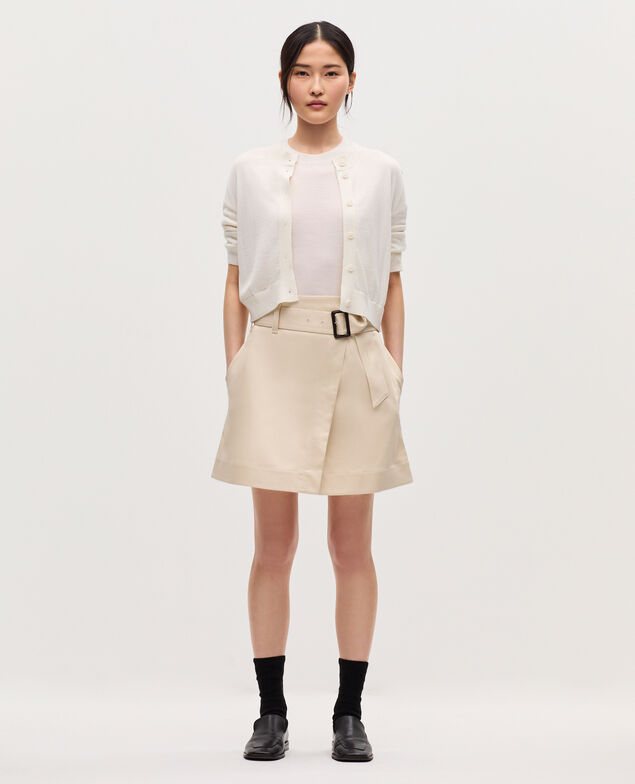 Wrapover mini skirt H013 gardenia