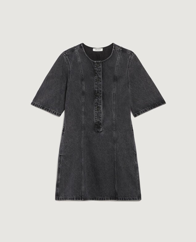 Cotton mini dress K081 dark gray