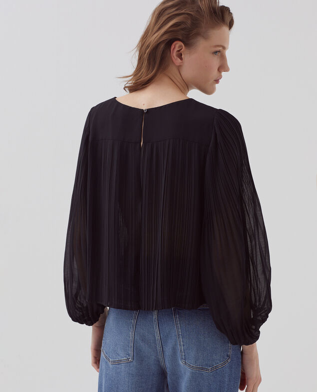 Pleated blouse H091 black beauty