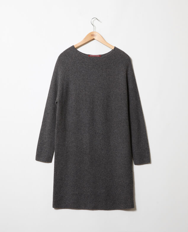 3D knit jumper dress 100% cashmere Dark grey