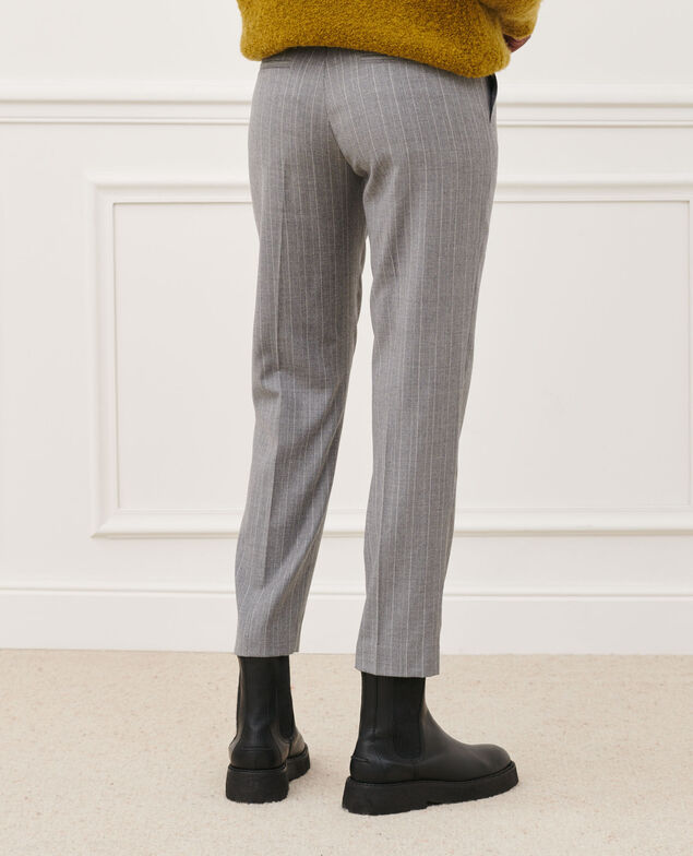 MARGUERITE - Cigarette trousers 6005 light grey stripe