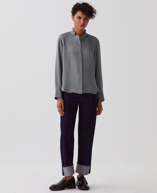 Fluid ruffled shirt U060 grey