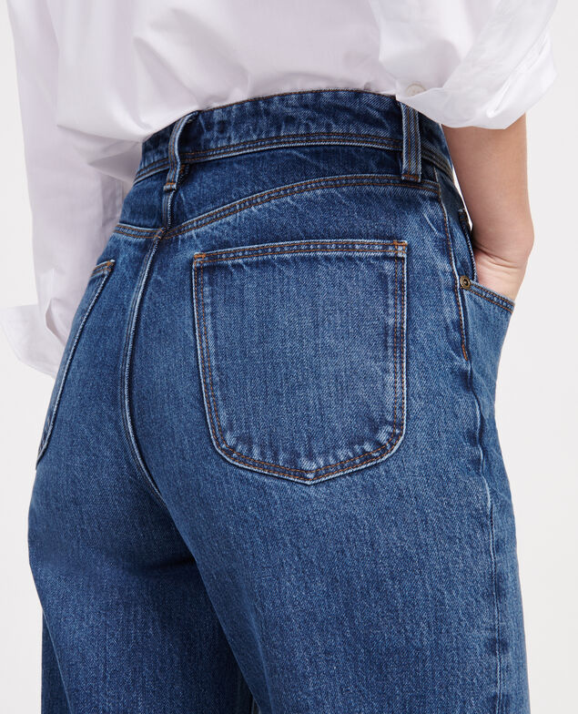 Straight-cut high-waisted jeans Denim medium wash